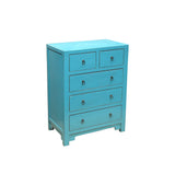 Turquoise Blue 5 Drawers Narrow Credenza Sideboard Cabinet ws4605S