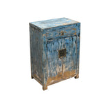 Distressed Light Ink Blue Mix Color Drawer Doors End Table Nightstand Cabinet ws4606S