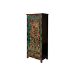 Tibetan Style Golden Dragon Graphic Tall Slim Narrow Storage Cabinet ws4610S