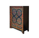 Tibetan Style Lotus Geometric Graphic Carving Edge Storage Cabinet ws4611S