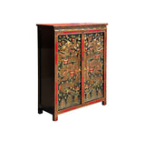 Tibetan Style Golden Double Dragons Graphic Credenza Storage Cabinet ws4618S