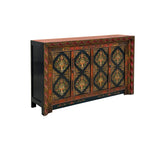 Tibetan Style Jewel Treasure Bowl Graphic Credenza Storage Cabinet ws4619S