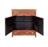 Tibetan Style 8 Auspicious Symbols Graphic Credenza Storage Cabinet ws4623S