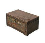 Vintage Distressed Brick Red Brown Flower Vase Oriental Wood Trunk Table ws4633S