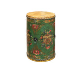 Chinese Tibetan Style Drum Shape Teal Green Jewel Tower Floral Side Table ws4644S