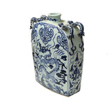 Chinese Blue White Porcelain Dragon Scroll Pattern Square Flat Vase ws4648S