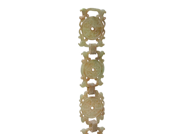 Vintage Chinese White Jade Stone Bai Pattern Pieces Chain Belt Display ...