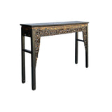 Chinese Vintage Black Golden Carving Motif Tall Altar Console Table ws4674S