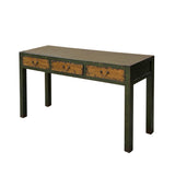 Vintage Rustic Fabric Grass Green Lacquer 3 Drawers Console Table ws4675S