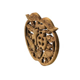 Small Apple Shape Fok Koi Motif Wood Wall Panel Plaque Art ws4677S