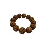 Natural Sandalwood Pattern Carving Beads Hand Rosary Praying Bracelet ws4684S