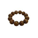 Sandalwood Coin Pattern Carving Beads Hand Rosary Praying Bracelet ws4686S