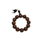 Chinese Rosewood Lotus Petal Carved Beads Hand Rosary Praying Bracelet ws4695S