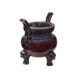 Orient Flame Oxblood Red Tri-Leg Ding Shape Ceramic Vase Container ws4699S