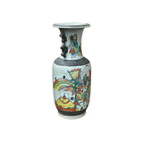 Orient Crackle Gray Warrior Graphic Artistic Pottery Ceramic Vase ws4707S