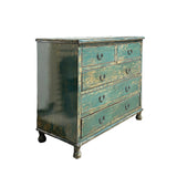 Distressed Teal Blue Green 5 Drawers Credenza Storage Sideboard Cabinet ws4709S