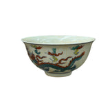 Chinese Off White Color Dragon Graphic Porcelain Bowl Display Art ws4719S