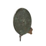 Green Gray Metal Crafted Round Fengshui Harmony Plaque Display Art ws4730S