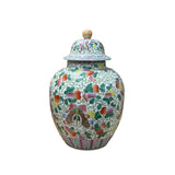Multi-Color Floral Butterflies Graphic Porcelain General Temple Jar ws4734S