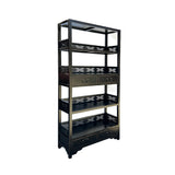 Oriental Black Fretwork Accent Bookcase Display Cabinet Etagere ws4737S