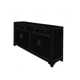 Oriental Black 4 Drawers Moon Face Sideboard Buffet Table Cabinet ws4746S