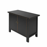 Chinese Distressed Black Lacquer 2 Doors Simple Credenza Table Cabinet ws4751