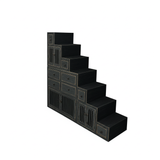 Distressed Black Triangle Step Tansu Storage Cabinet Display Room Divider ws4760S