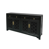 Black Lattice Doors Drawers Sideboard Credenza Console Cabinet ws4756S
