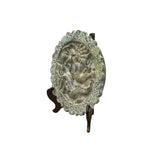 Green Gray Stone Dragon Carving Round Fengshui Plaque Display Art ws4761S