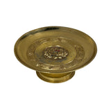 Chinese Lotus Floral Pattern Gold Color Metal Offering Plate Holder ws4766S