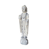 Chinese Distressed Gray Stone Carved Standing Buddha Statue ws4767S