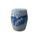 Chinese Blue & White Porcelain Scenery Round Stool Table ws4768S