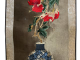 Chinese Red Flower Vase Embroidery Scroll Painting Wall Art ws4778S