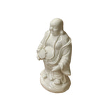White Happy Laughing Buddha Holding Fan Deity Porcelain Figure ws4783S