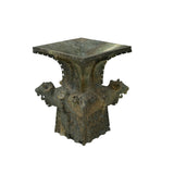 Green Gray Stone Carved Ritual Fengshui Ding Display Art ws4786S