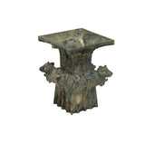 Green Gray Stone Carved Ritual Fengshui Ding Display Art ws4789S