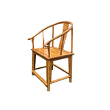 Oriental Light Brown Horseshoe Round Back Elm Wood Armchair ws4806S