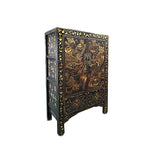 Vintage Chinese Black Golden Scenery Storage Armoire Wardrobe Cabinet ws4807S