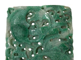 Natural Green Stone Koi Fishes Motif Carving Display Plaque Art ws4835S