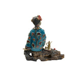 Chinese Porcelain Qing Style Dressing Drinking Tea Lady Figure ws4842S
