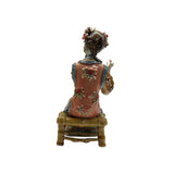 Chinese Porcelain Qing Style Dressing Playing Flute Lady Figure ws4846S