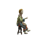 Chinese Porcelain Ritual Miao Style Dressing on Bench Lady Figure ws4850S