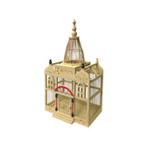 Western House Shape Light Cream Color Wood Birdcage Display ws4854S