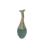 Teal Green Metallic Silver Glaze Narrow Neck Ceramic Art Vase ws4907S