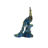 Blue Green Crystal Glass Daum Pate De Verre Peacock Figure ws4912S