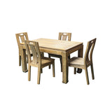 Oriental Light Wood Rough Grain Rectangular Dining Table 4 Chairs Set ws4932S