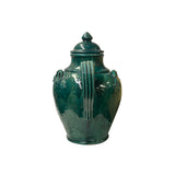 Chinese Dark Teal Green Wine Medicine Herbs Storage Ceramic Jar ws4934S