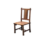 Zen Oriental Straight Legs Bars Backrest Solid Wood Chair ws4940S