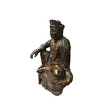 Vintage Chinese Golden Red Brown Lacquer Wood Bodhisattva Statue ws4947S