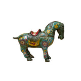 Vintage Chinese Turquoise Blue Flower Cloisonné Enamel Horse Statue ws4948S